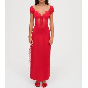NWT FOR LOVE AND LEMONS CASEY RED MAXI DRESS SIZE XL